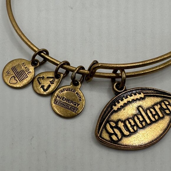 Alex & Ani NFL Steelers Gold-Tone Charm Bangle Bracelet - Picture 1 of 5